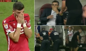 რუმინეთში მწვრთნელმა მატჩის დროს ინფარქტი მიიღო (ვიდეო)