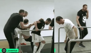 "იუვეს" ფეხბურთელებმა მასიმილიანო ალეგრი წყალში ჩააგდეს (ვიდეო)