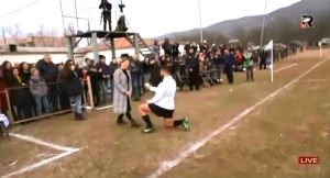 პატარძეულის ვეფხვების მორაგბემ შეყვარებულს ხელი სთხოვა (ვიდეო)