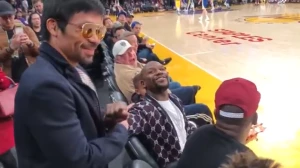 მენი პაკიაოსა და ფლოიდ მეივეზერის შეხვედრა გოლდენ სტეიტის თამაშის დროს (ვიდეო)