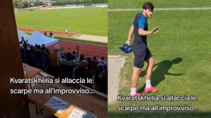 ვარჯიშის წინ ნაპოლის ფანები კვარაცხელიას აპლოდისმენტებით შეხვდნენ | VIDEO