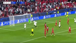 სევილია - ზალცბურგის პირველ ტაიმში 4 პენალტი დაიდო და 2 გოლი გავიდა (ვიდეო)