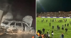 სკანდალური მატჩი: ფანები მოედანზე, დაშავებული მსაჯი და დამწვარი მანქანა ბოსნიაში