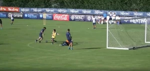 კვარაცხელიას გოლი და საგოლე პასი ნაპოლის პირველ ვარჯიშზე | VIDEO