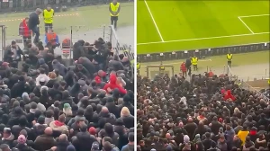 აინტრახტთან მატჩის დროს, ნაპოლის ფანებმა ერთმანეთში იჩხუბეს | VIDEO