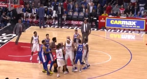 ჯოელ ემბიდისა და პატრიკ ბევერლის ჩხუბი დღევანდელ მატჩში (ვიდეო)