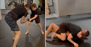 მარკ ზაკერბერგი ალექს პერეირასთან ჭიდაობს