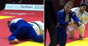 ფრანგმა ქალმა ძიუდოისტმა მოწინააღმდეგეს უკბინა, რის გამოც შეჯიბრიდან მოხსნეს