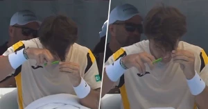 არგენტინელმა ჩოგბურთელმა მატჩის მიმდინარეობისას თმა შეიჭრა | VIDEO