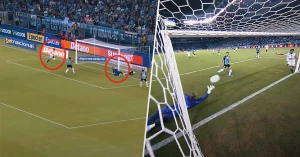 ბრაზილიის ჩემპიონატში ფეხბურთელმა ძალიან უცნაურად დაარტყა და ბურთი მეკარეს მოხვდა | VIDEO